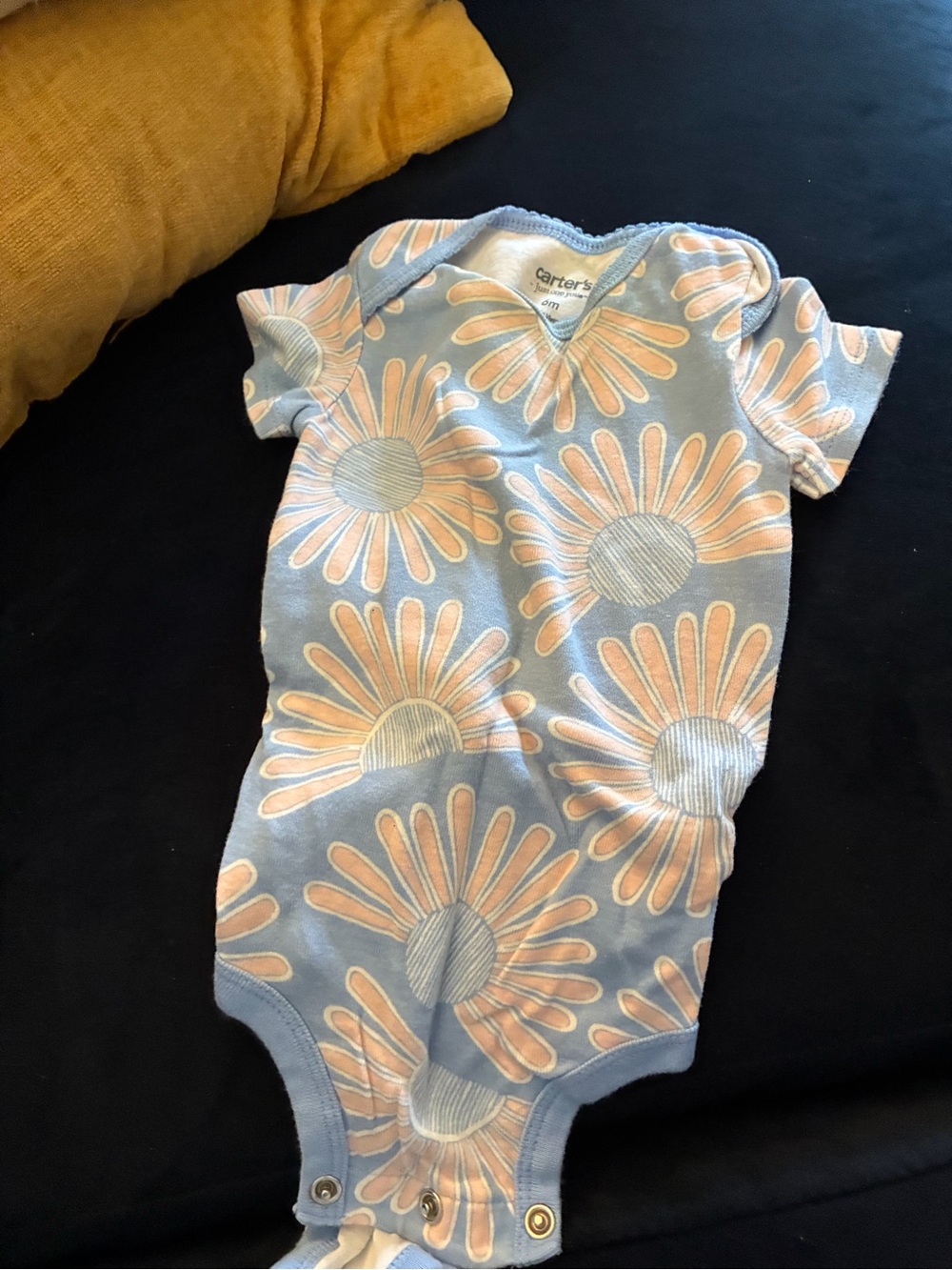 Carter's Light Blue One-Piece with Peach Daisy Print